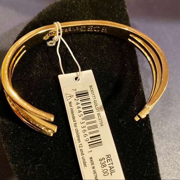 BCBGenerations Gold Tone Cuff Bracelet with Set In Clear Rhinestones - Picture 5 of 10